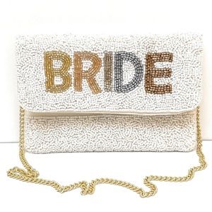 Beaded Bride purse with removable gold chain